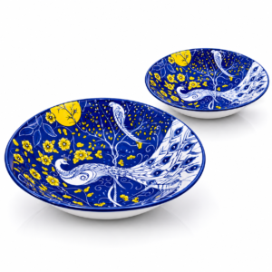 Set de Bowls de Cerámica Decorativos Diseño Pavo Real II