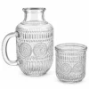 jarra_y_vaso_vidrio_grabado_tienda99 Jarra de Vidrio con Vaso para Velador y Mesita de Noche