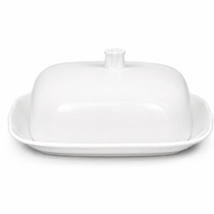 Mantequillera de Porcelana Blanca con Tapa