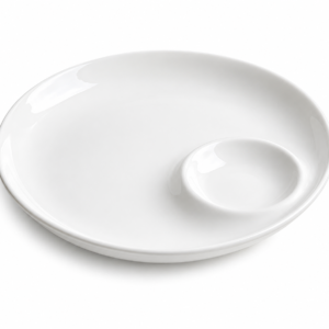 Plato de Piqueo de Porcelana Blanca con Salsera 30 cm