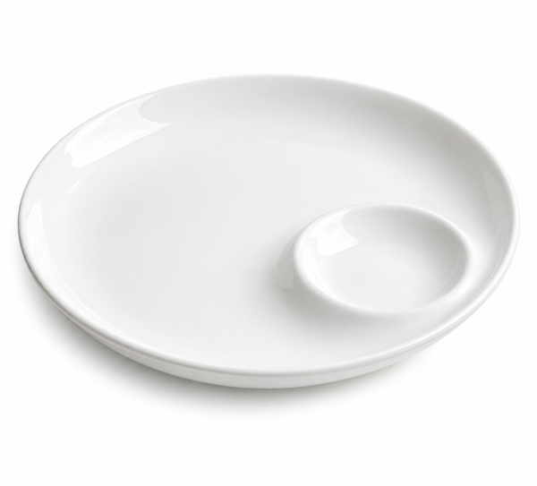 Plato de Piqueo de Porcelana Blanca con Salsera 30 cm