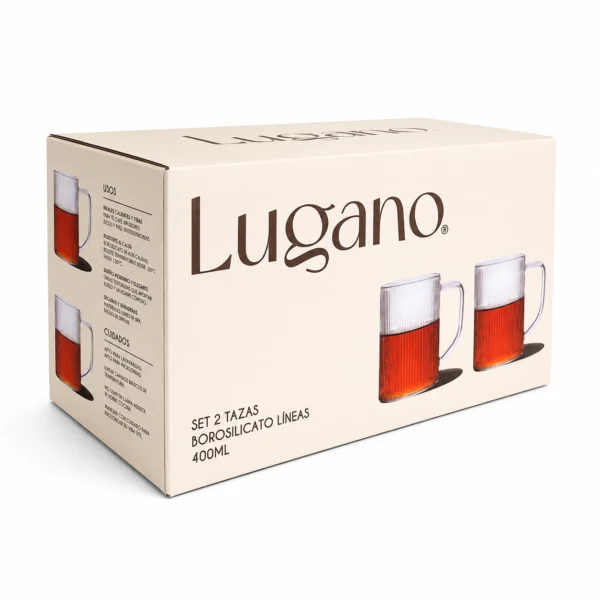 tazas_lugano_90kb Set de 2 Tazas de Vidrio Borosilicato 400 ml