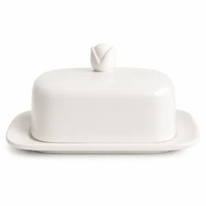 Mantequillera de porcelana blanca con tapa | Tienda99