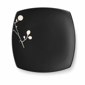 Set de 6 Platos Cuadrados de Cerámica 21,5 cm – Diseño Hojas